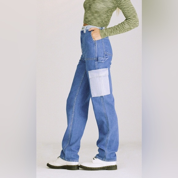 Pacsun Colorblock Boyfriend Cargo Carpenter Pants Womens size 28 - Picture 1 of 10